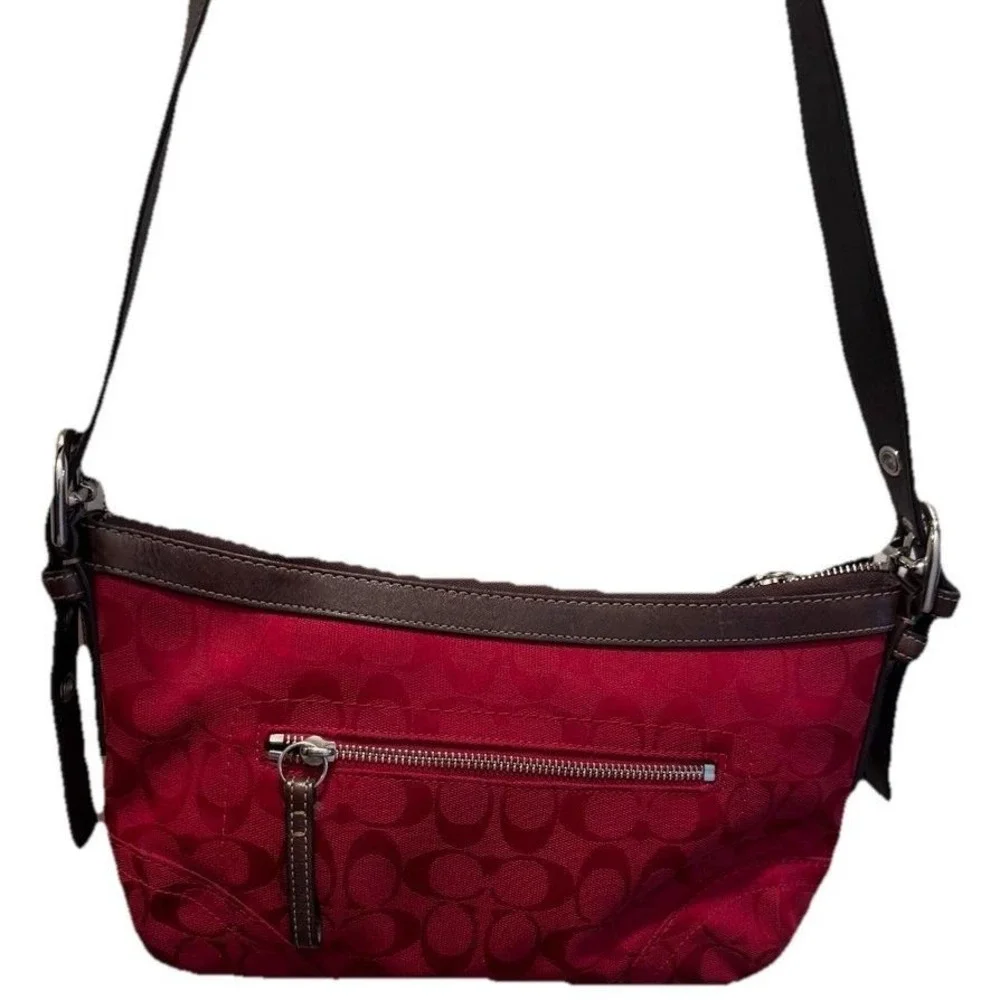 Coach Red And Brown Hobo vintage Y2K Signature C Jacquard